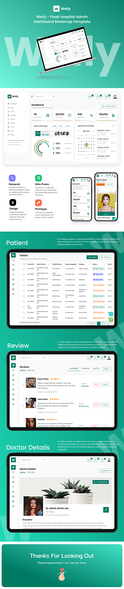 Welly - Flask Hospital Admin Dashboard Bootstrap Template behance post branding creative design digital marketing illustration logo product design social media post template ui ui design uiux user experience user interface ux design web web design website