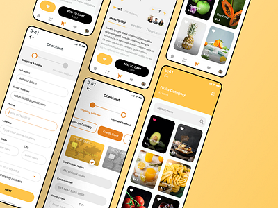 Fresh Fruits Grocery App 3d animation branding design figma graphic design illustration logo motion graphics ui vector