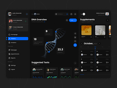 DNA Overview Dashboard Design for Healthcare App 🧬 3d animation branding dashboarddesign digitalhealth dnaanalysis graphic design healthcareapp logo motion graphics ui uidesign uiux uiuxdesign