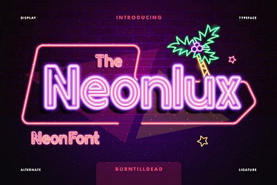 Neonlux font style lettering neon neonfont neonsign retro sanserif