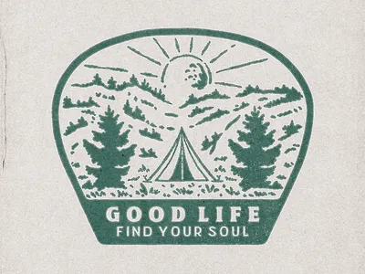 Badge design merchandise adobe illustrator adventure badge design branding camping emblem design graphic design hand drawn illustration landscape design logo design logo vintage merchandise design mountain nature t shirt design vintage