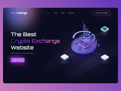 Crypto Website Landing Page - DexChange crypto crypto exchange crypto website dark design glow gradient landing landing page nft purple ui ui design ux website