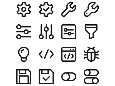 Settings UI Icons code cog debugging filter gear icon icons save setting settings sliders symbols ui