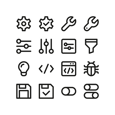 Settings UI Icons code cog debugging filter gear icon icons save setting settings sliders symbols ui