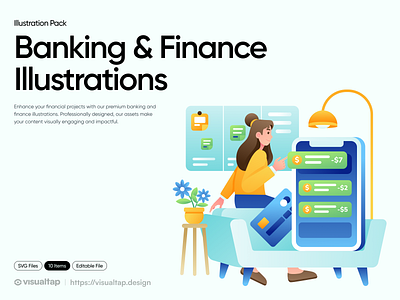 Banking and finance illustration pack 💴 banking collection design finance fintech illustration money pack ui ui design