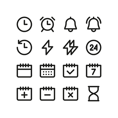 Time and Date UI Icons alarm bell clock date icon icons schedule time ui