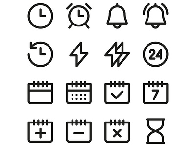 Time and Date UI Icons alarm bell clock date icon icons schedule time ui