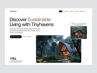 TinyHavens - Design exploration for tiny homes environment greener homes landingpage landingpage design minimal modern sustainable tinyhomes web webdesign website