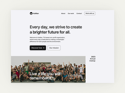 NGO website HuMan blackandwhite clean minimal ngo nonprofit typography ui ux