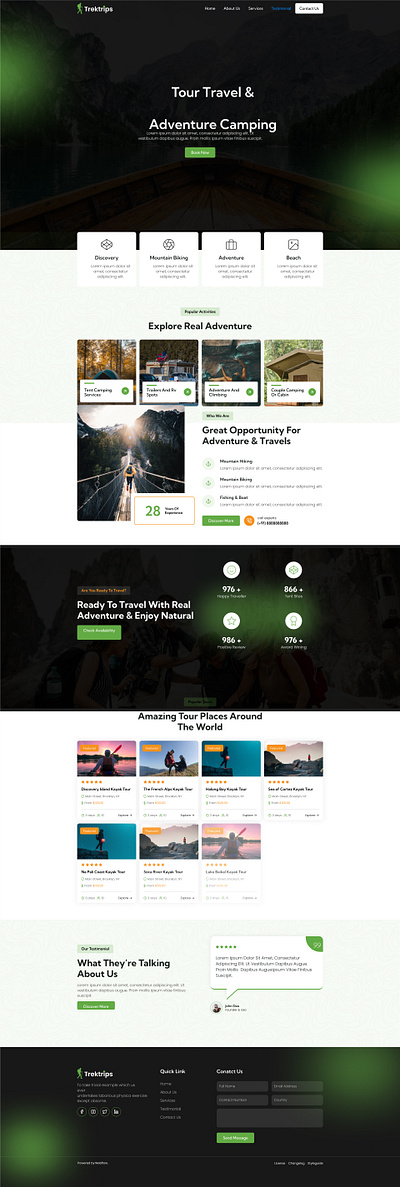 Trektrips- Tour Travelling Agency One Pager Web UI landing page ui ui ux web design web ui