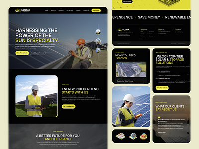 Soova Renewables Homepage animation black creative design energy landing page logo netulr panel roofing solar solar installation solar panel solutions sun sustainable ui ux website yellow