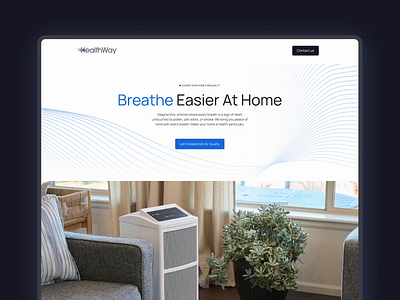 Animated Home Page Layout | Air Purifier | Landing Page air purifier air quality animateddesign animation benefits blue branding concept cta dailyui design footer health inspiration landing page logo minimalistic design ui web design website design