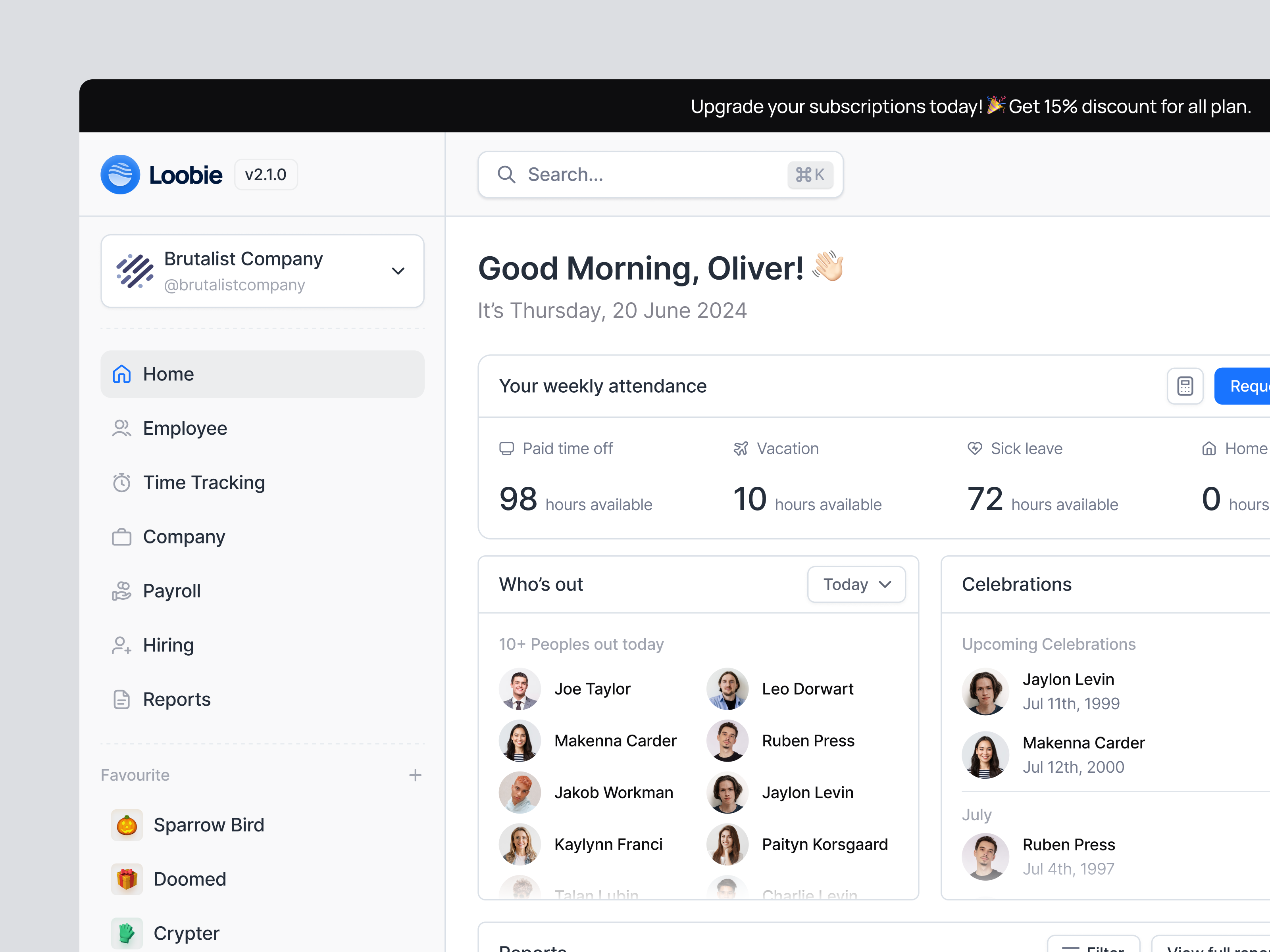 Loobie - HR Dashboard admin dashboard charts clean employee employer management hr dashboard hr management hr management dashboard hrd human resource minimalist people product design saas saas product ui design uiux web design
