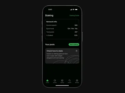 CoinWell Wallet - Staking animation app clean crypto wallert cryptocurrency dark mode figma investment ios mobile nft product design satking transaction ui ux wallet
