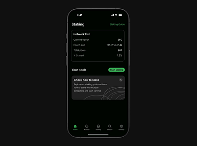 CoinWell Wallet - Staking animation app clean crypto wallert cryptocurrency dark mode figma investment ios mobile nft product design satking transaction ui ux wallet
