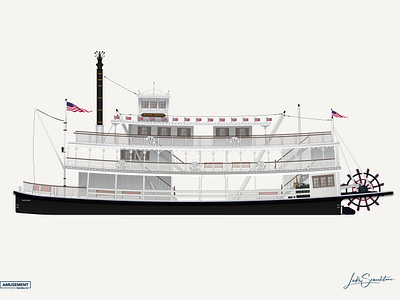 Mark Twain Riverboat, Tokyo Disneyland illustration paddle steamer tokyo disneyland vector