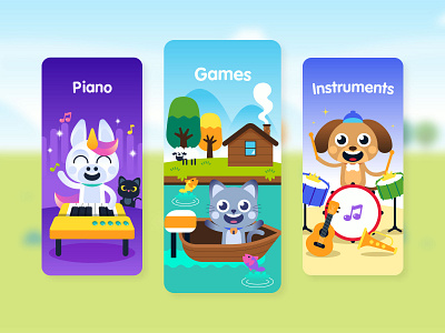 MuGames Homepage Illustrations android animal app branding cartoon character children games gradient graphic design illustration ios kids mobile motion graphics ui ux