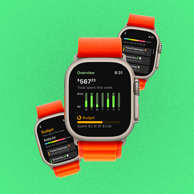 Expense Tracker iWatch App app design apple watch app expensetrackerapp figma iwatch app ui ux