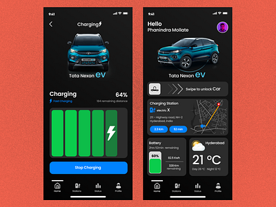 Tata EV car App app appdesign car design ev evacrapp figma mobile app design tata ui ux