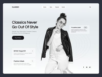 CLASSIC || Hero Exploration brand class cloth designer dress ecommerce fashion freelance homepage landing page model order purchase recruiter startup trending uxui web design website week