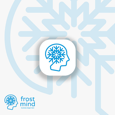 Frost Mind Logo - Abstract Human Head and Snowflake ai logo brain brand cold cryo frost logo frost mind frozen head symbol human logo identity logo logo design logo mind logotype snowflake