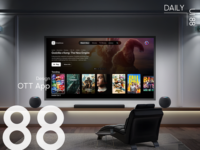 Day 88: OTT App curated content daily ui challenge ott app smart tv app smart tv interface streaming service ui design user friendly