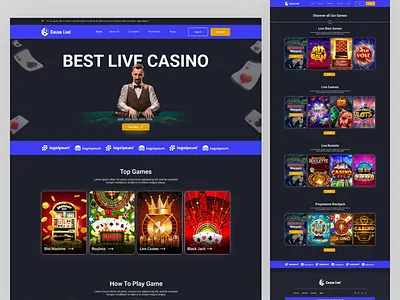 Online Live Casino HTML Website Template bootstrap bootstrap website casino casino games casino live design games graphic design html website illustration online casino online games tailwindcss ui ui design uiux web template website template