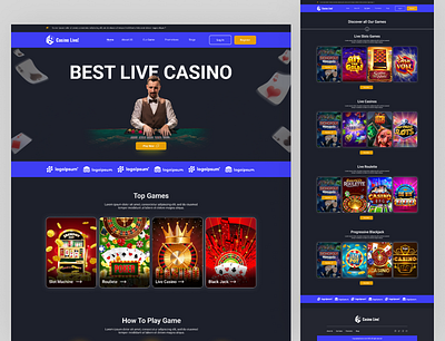 Online Live Casino HTML Website Template bootstrap bootstrap website casino casino games casino live design games graphic design html website illustration online casino online games tailwindcss ui ui design uiux web template website template