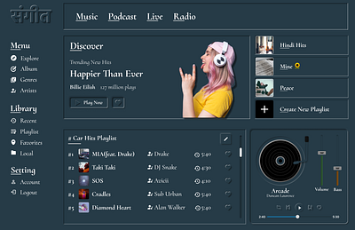 Music Playlist behance dailyui design designinspiration dribble explore music music playlisyt neumorphism playlist prototyping random sangeet trending typography ui uidesign web design