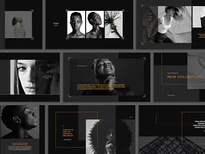 Cygni Creative Portfolio Presentation black black and white bold branding company profile creative portfolio dark fashion marketing agency minimalist modern photography presentation pitch deck powerpoint presentation professional slide deck yllow