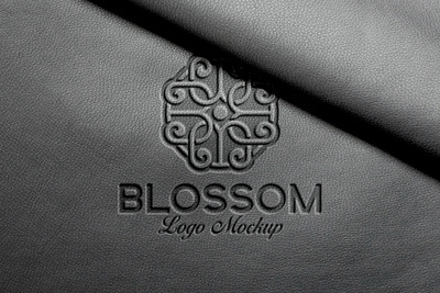 Debossed Black Leather Logo Mockup embossed logo mockup
