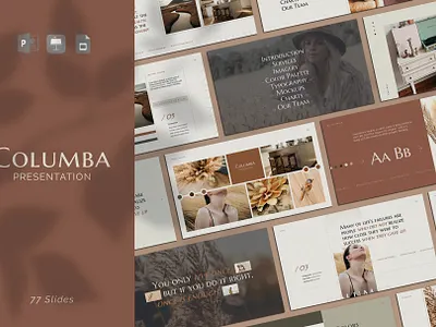 Columba Neutral Presentation Template branding presentation company profiile creative portfolio earth tones fashion feminine google slides home decor keynote lifestyle neutral colors pitch deck powerpoint pptx proposal slide deck
