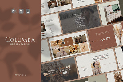 Columba Neutral Presentation Template branding presentation company profiile creative portfolio earth tones fashion feminine google slides home decor keynote lifestyle neutral colors pitch deck powerpoint pptx proposal slide deck