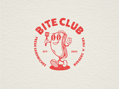 Bite Club badge branding burger fries illustration logo logodesign menu packaging poster