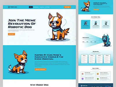 Robo Dog Coin CSS Website Template bootstrap bootstrap website crypto cryptocurrency design html html website landing page meme template meme token memecoin memecoin template memecoin website robot dog tailwindcss token ui uiux web template website template