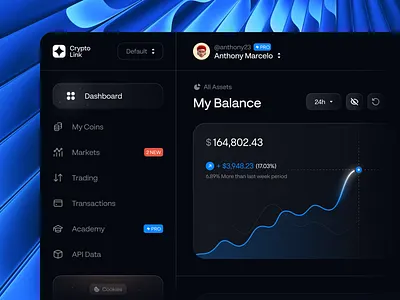 Crypto Trading Dashboard analytics banking app blockchain chart crypto crypto dashboard dark dash dashboard data financial app interface platform saas startup trading ui ux user interface wallet web app