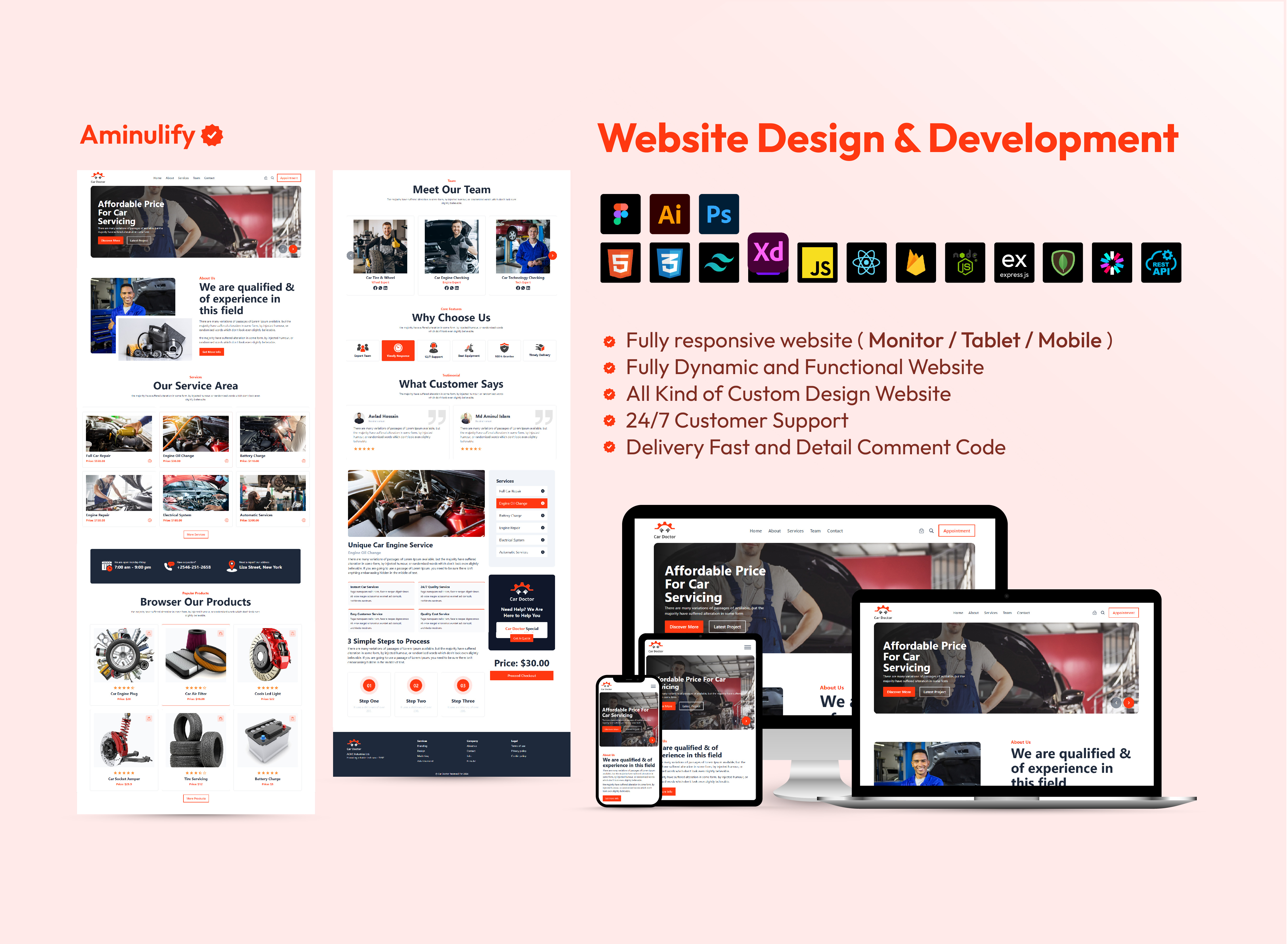 Car Service Center Booking Web Design & Development car service center ui design design full stack web development ui ui ux design web application development web design website design