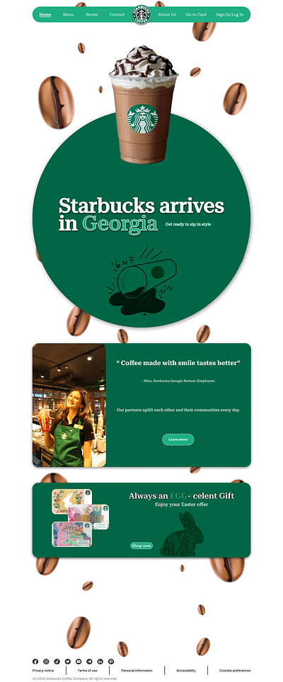 Starbucks Web Home Page 3d animation branding coffee coffee web graphic design logo motion graphics starbucks starbucks home page starbucks landing page starbucks web ui