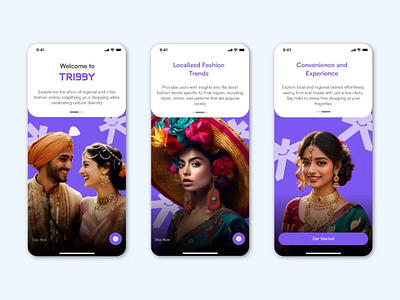Tribby Fashion App - Walkthrough app app screen branding fashion fashion app ios onboarding regional fashion tribby ui uiux ux walkthrough