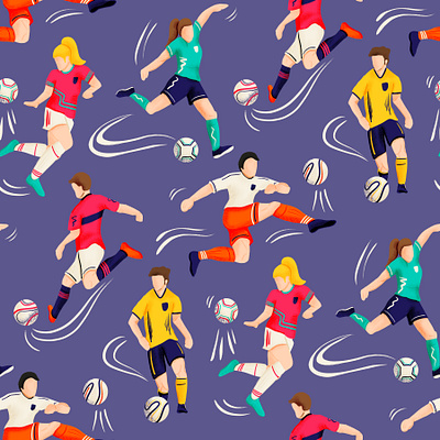 Football Fever art licensing design drawing challenge female illustrator football fever hand drawn illustration playtime procreate repeat pattern sport