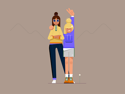 sisters characters design illustration people retro style styletest vector website