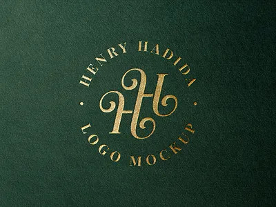 Gold Foil Logo Mockup Green Paper embossed logo mockup