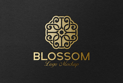 Gold Foil Logo Mockup on Black Paper embossed logo mockup