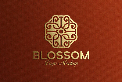 Gold Foil Logo Mockup Red Paper embossed logo mockup