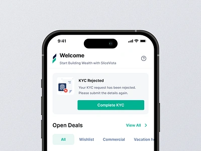Real Estate App : KYC Rejected State app design cards mobile app mobile ui property real estate states ui