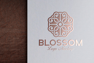 Luxury Rose Gold Foil Logo Mockup embossed logo mockup