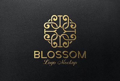 Gold Foil Logo Mockup Black Leather embossed logo mockup