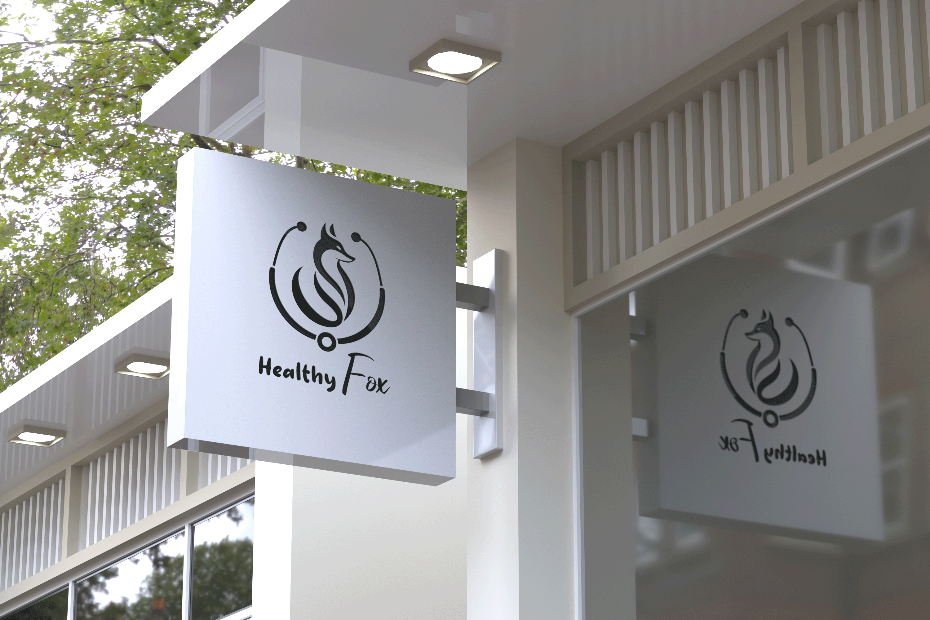 Healthy Fox Logo - Minimalist Logo Design creative design doctor fox healthy house logo minimalist simple