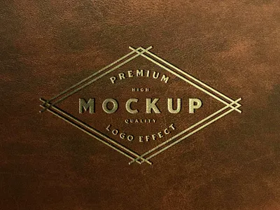 Luxe Gold Logo Mockup Brown Leather embossed logo mockup