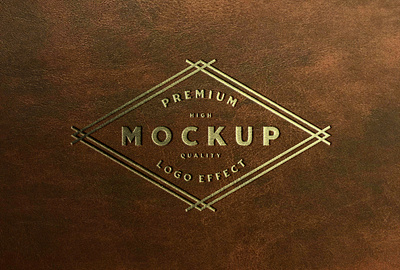 Luxe Gold Logo Mockup Brown Leather embossed logo mockup